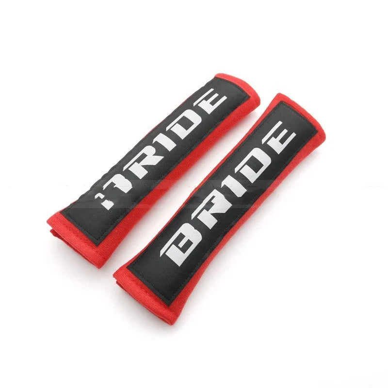 Car seatbelt shoulder pad set in cotton sponge cloth with embroidery decoration, 22.5cm length