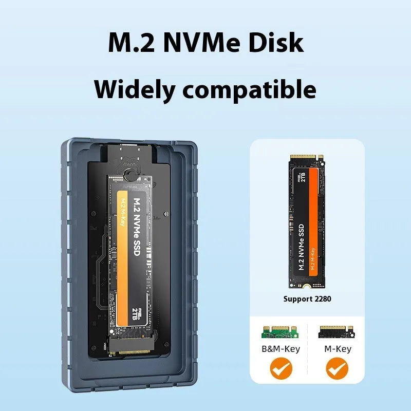 USB4 hard disk box aluminium enclosure measuring 50x118x13mm with 40Gbps speed