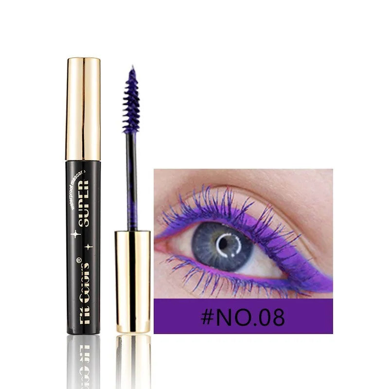 Colourful mascara for stage and nightclub use showing 12 different shade options