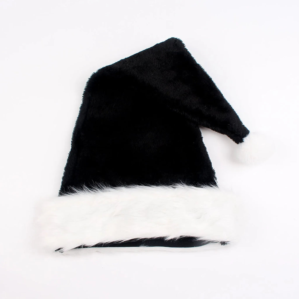 Thickened plush polyester Christmas hat with European classical style in red and black
