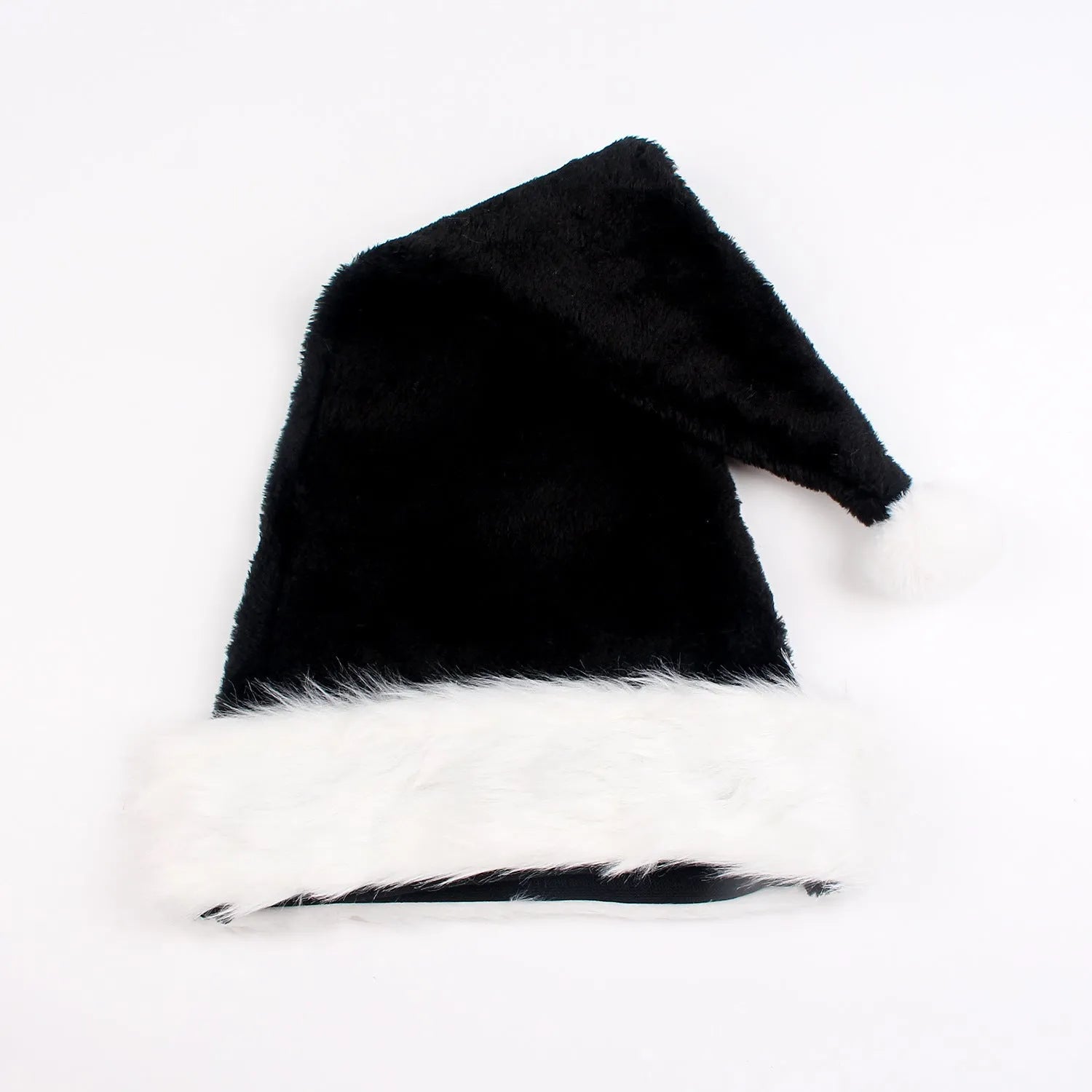 Thickened plush polyester Christmas hat with European classical style in red and black