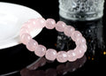 Pink natural crystal bracelet with 11-12mm geometric barrel beads and bamboo-inspired design