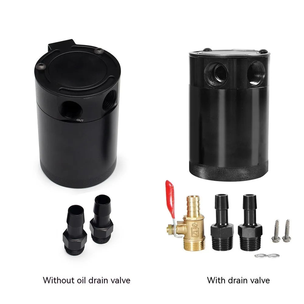 Aluminium automotive oil pot with oil-free valve and two-hole design