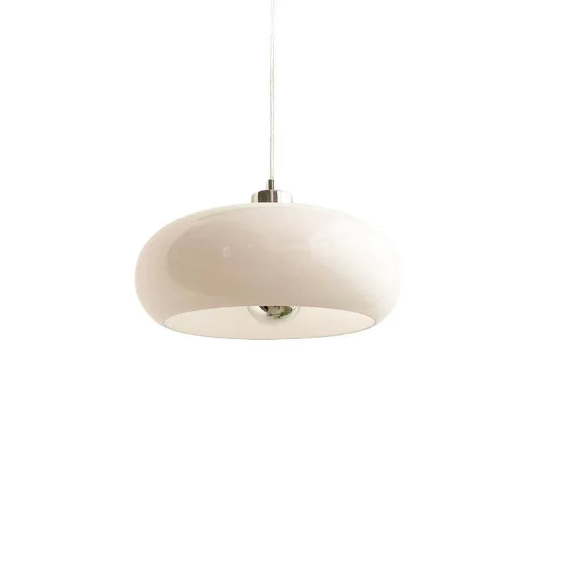 Bauhaus three headed egg tart shaped glass pendant light chandelier in milky white