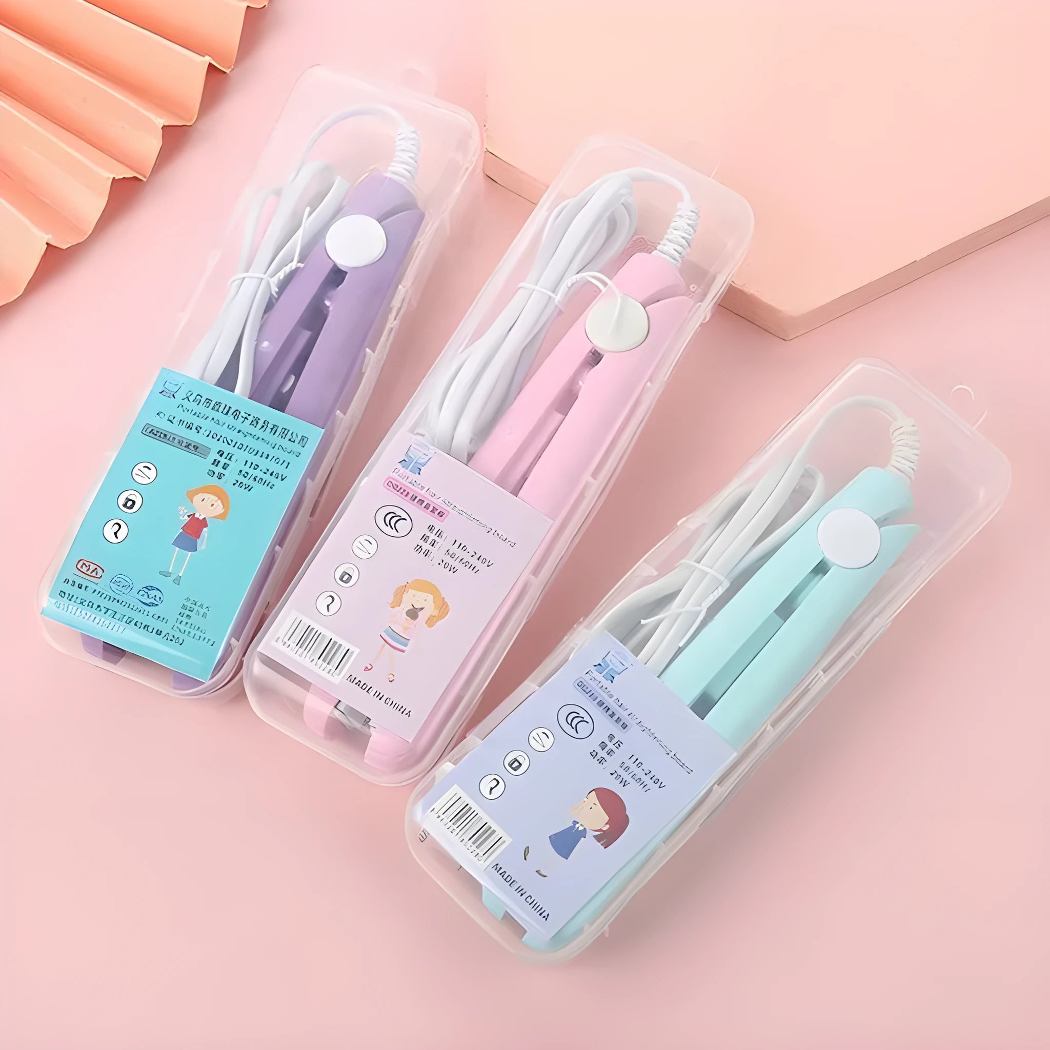 Mini hairdressing splint hair perm tool with straight clip design and storage box in multiple colour options