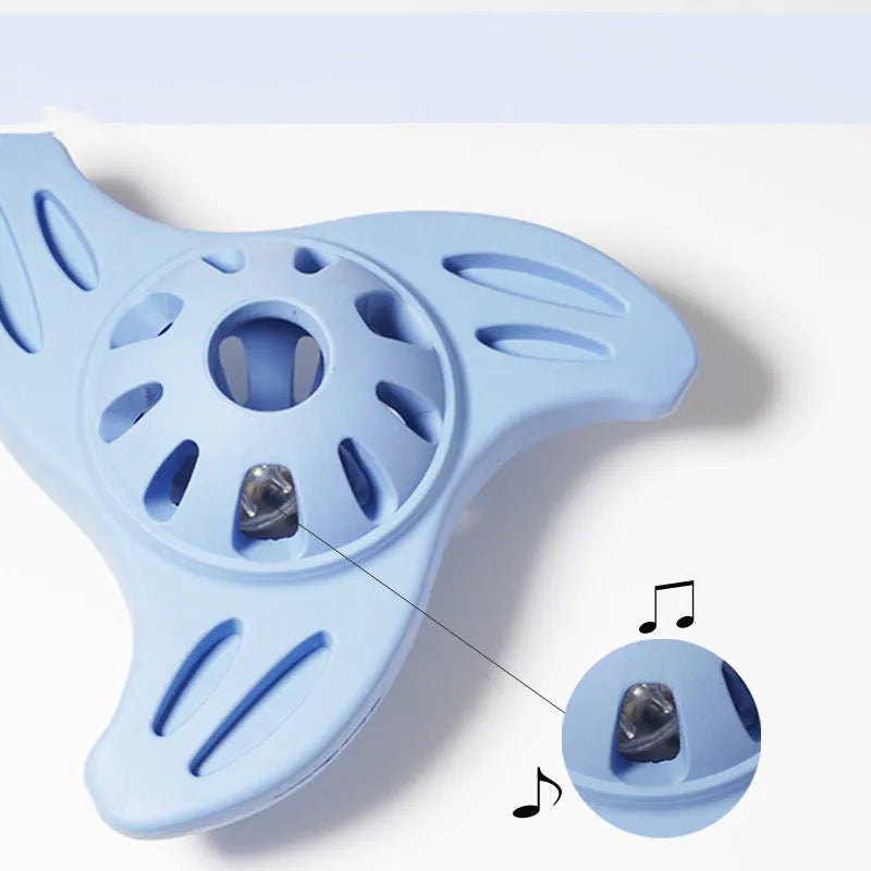 Blue boomerang-shaped bite-resistant dog chew toy for medium and large breeds