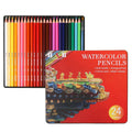 Water-soluble coloured pencils in iron tin with 24 colours for drawing and painting