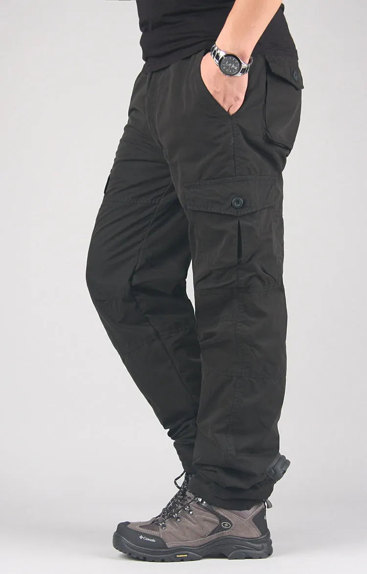 Men's thick cotton overalls with wool lining in straight leg loose fit design