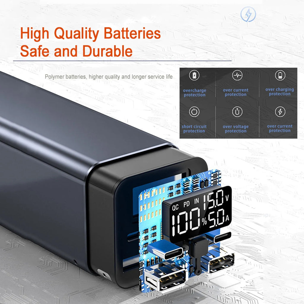 Black high-power 65W 20000mAh metal power bank for laptop charging