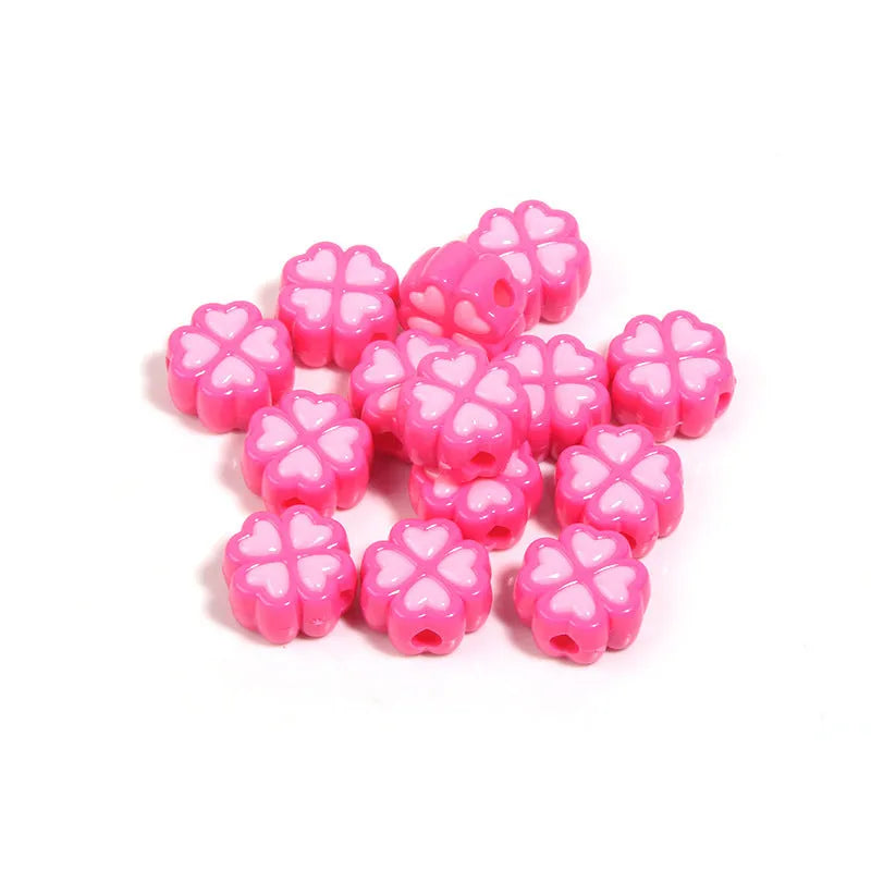 15mm frosted acrylic clover beads in mixed colours for jewellery making