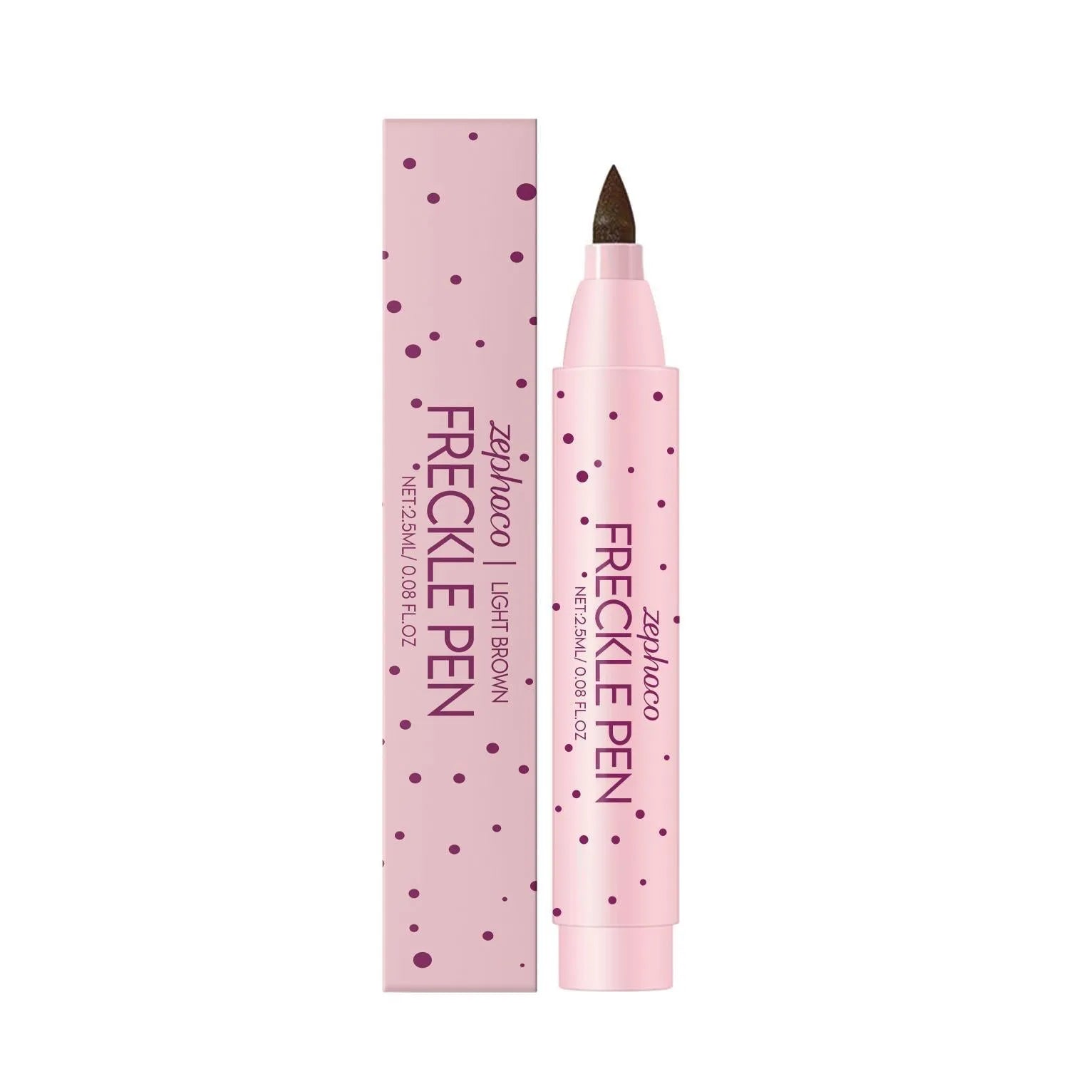 Cosmetic freckle pen for creating natural-looking fake freckles in dark brown or light brown