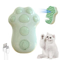 Self-cleaning cat steam brush with blue light, water spray tank, and silicone bristles