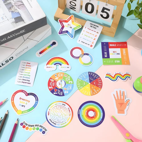 15-piece PVC decompression stickers in diamond pattern option for sensory stress relief