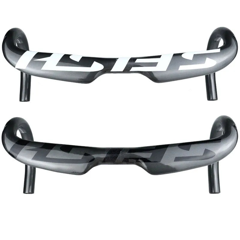 Carbon fibre road bicycle drop handlebar with internal cable routing in black, white, or matte white finish.
