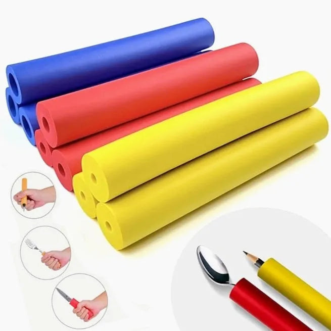 A pack of black rubber grip hoses for pens and utensils, showing inner diameters of 10mm and 18mm.