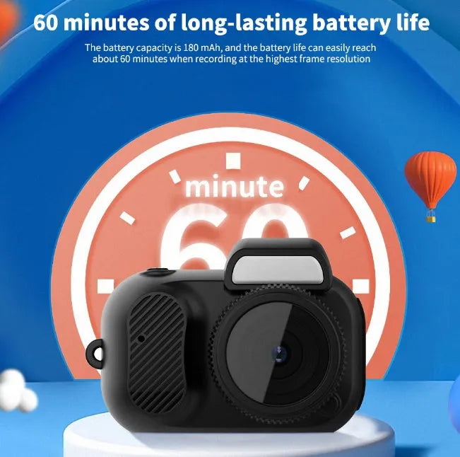 Black Y3000 HD outdoor sports camera with small LCD screen, shown next to optional memory cards.