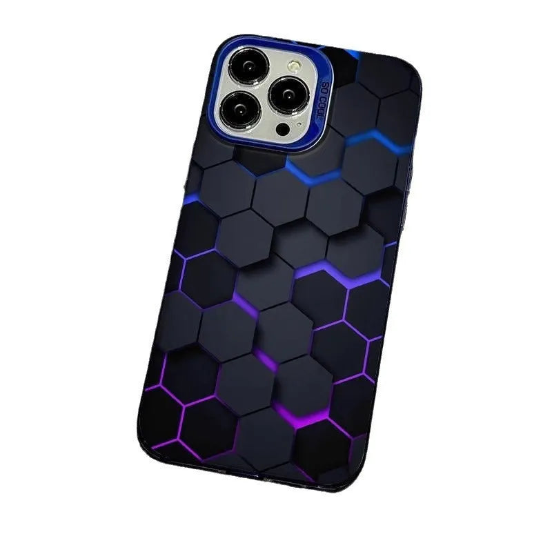 Frosted iPhone protective case in moonlight colour with honeycomb square pattern