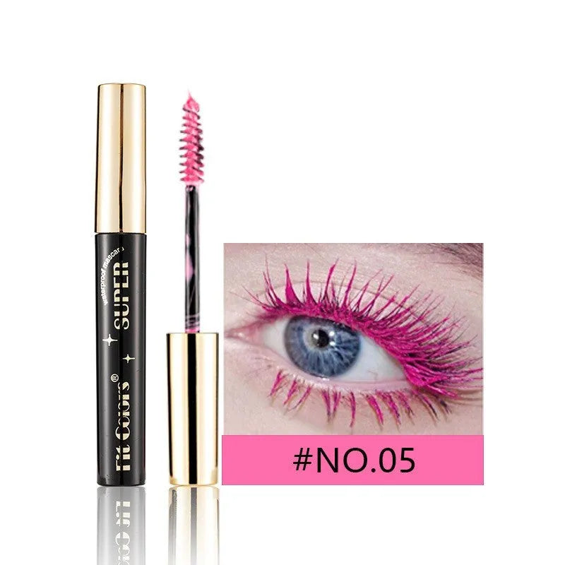 Colourful mascara for stage and nightclub use showing 12 different shade options