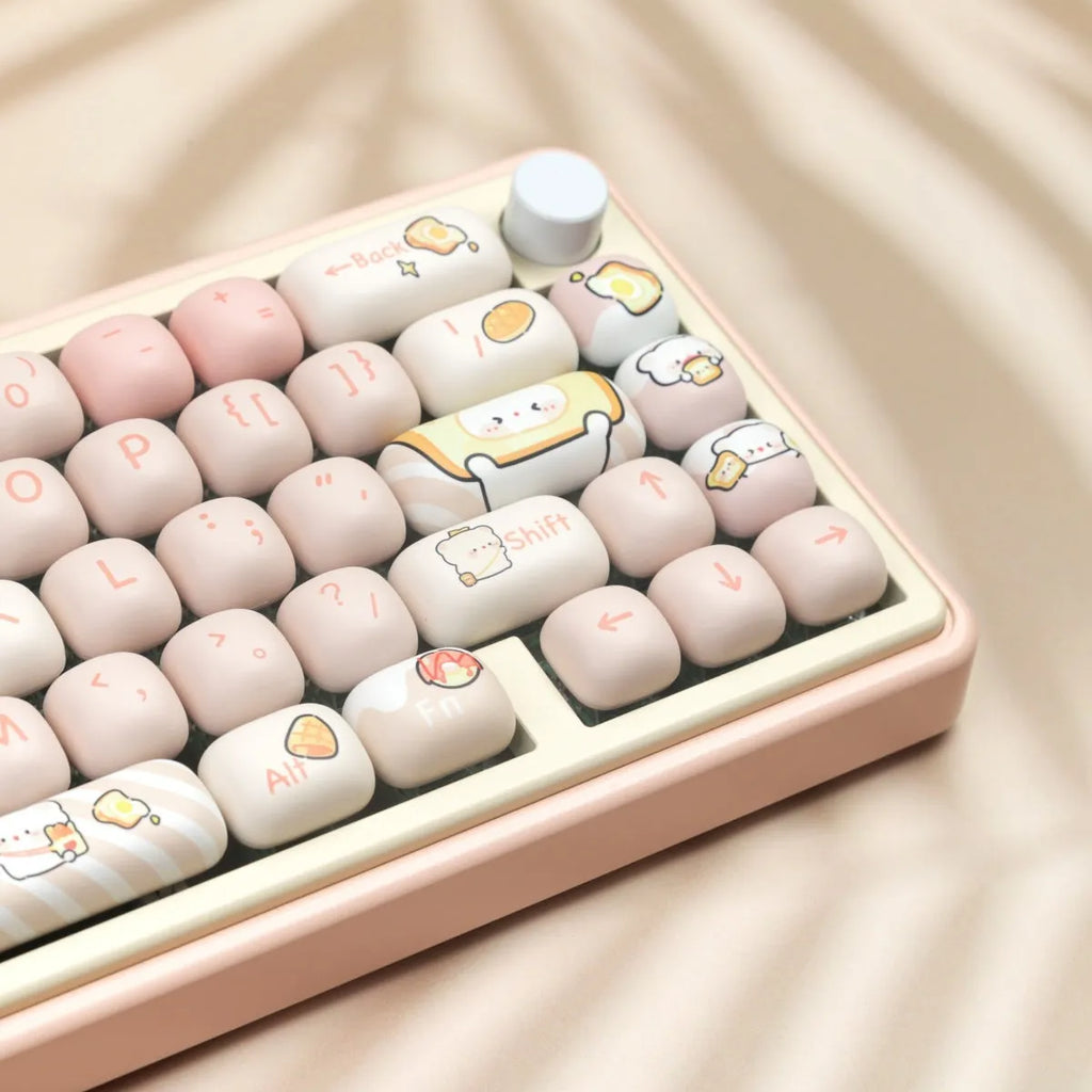 MOG Steamed Bread Bread Bear PBT keycap set for mechanical keyboards, showing colourful sublimated design.