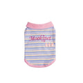 Small pink purple dog vest autumn clothing shown on mannequin with size chart