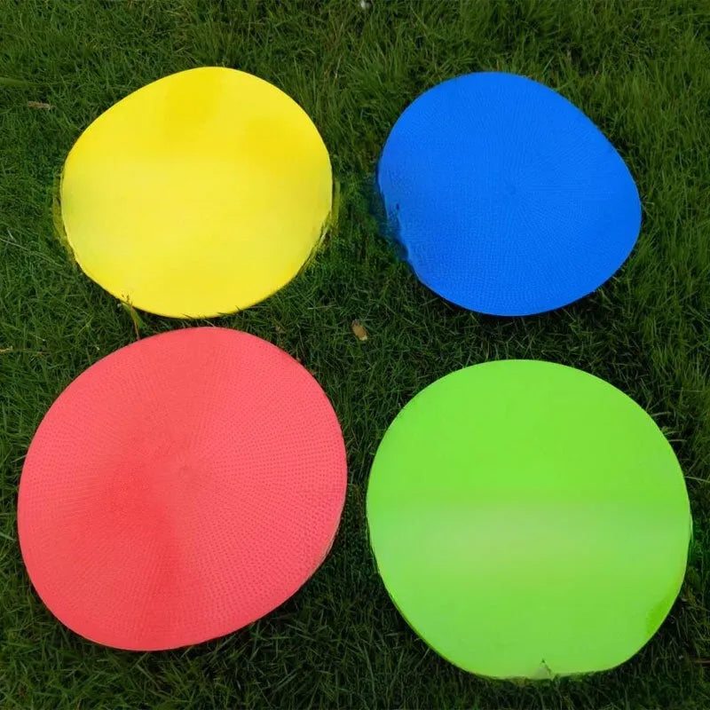 Football training target pad disc measuring 23cm in diameter with 3mm thickness in bright colour options