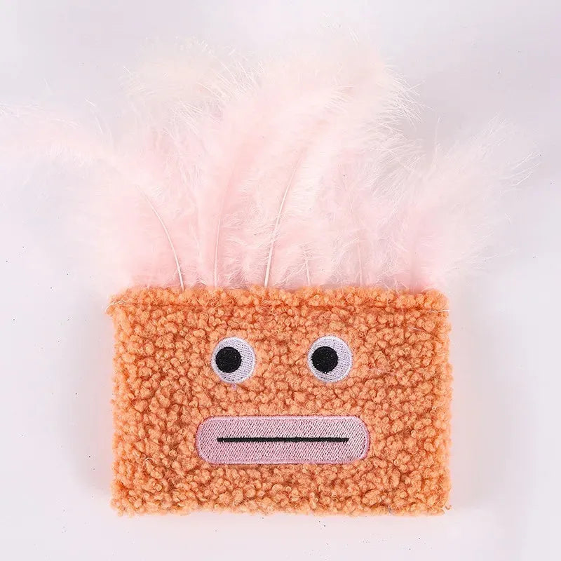 Catnip plush toy with big mouth explosion head shape in blue, green, orange, or purple colours