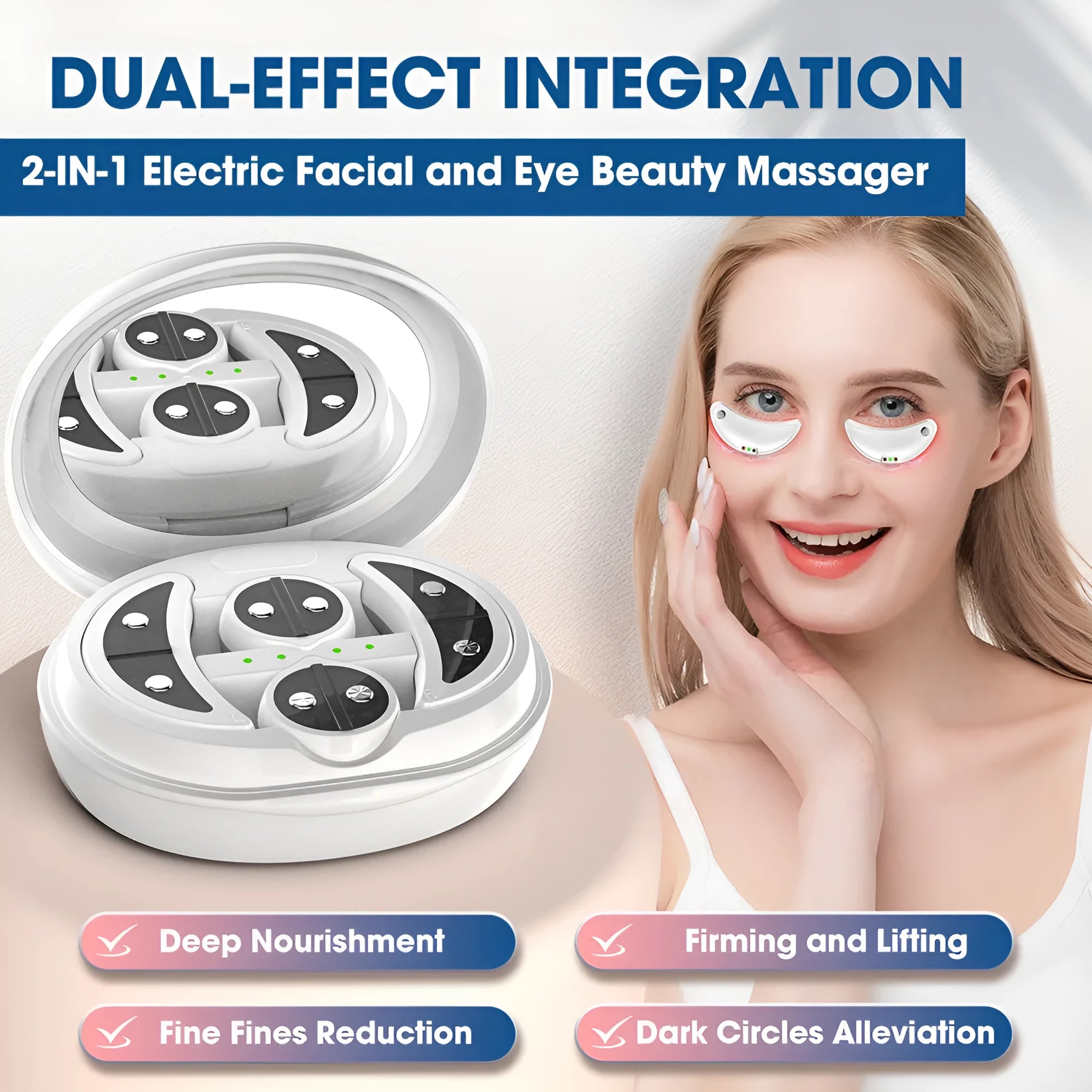 White red light eye massager with EMS technology for facial and eye treatment