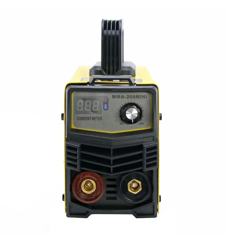 MMA-200MIN 220V DC inverter welding machine with welding tongs, grounding clamps, face shield and brush hangers