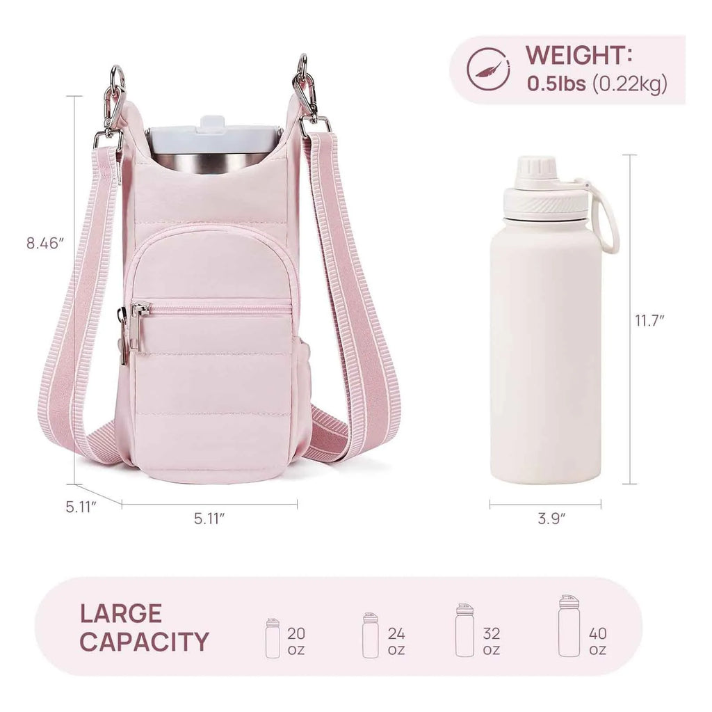 Kettle-shaped cycling water bottle bag in black colour mounted on bicycle handlebars