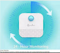 White smart cat litter air purifier with 4000mAh battery showing compact 9.2cm square design