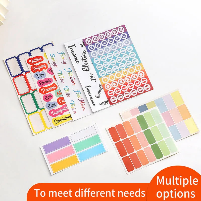 German adhesive paper stickers showing multiple grid designs colour options and A6 ruler versions for organisation