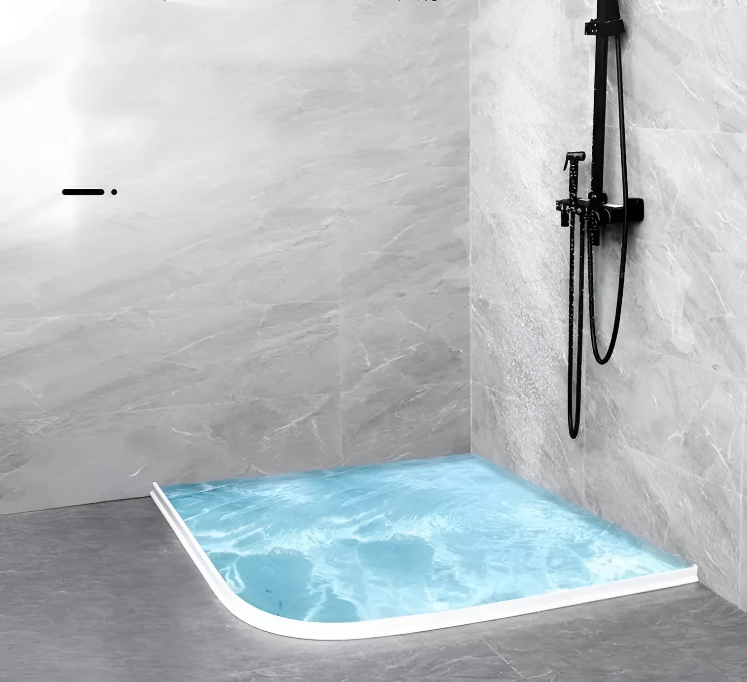 Flexible silicone bathroom water blocking strip in black colour for shower room waterproofing