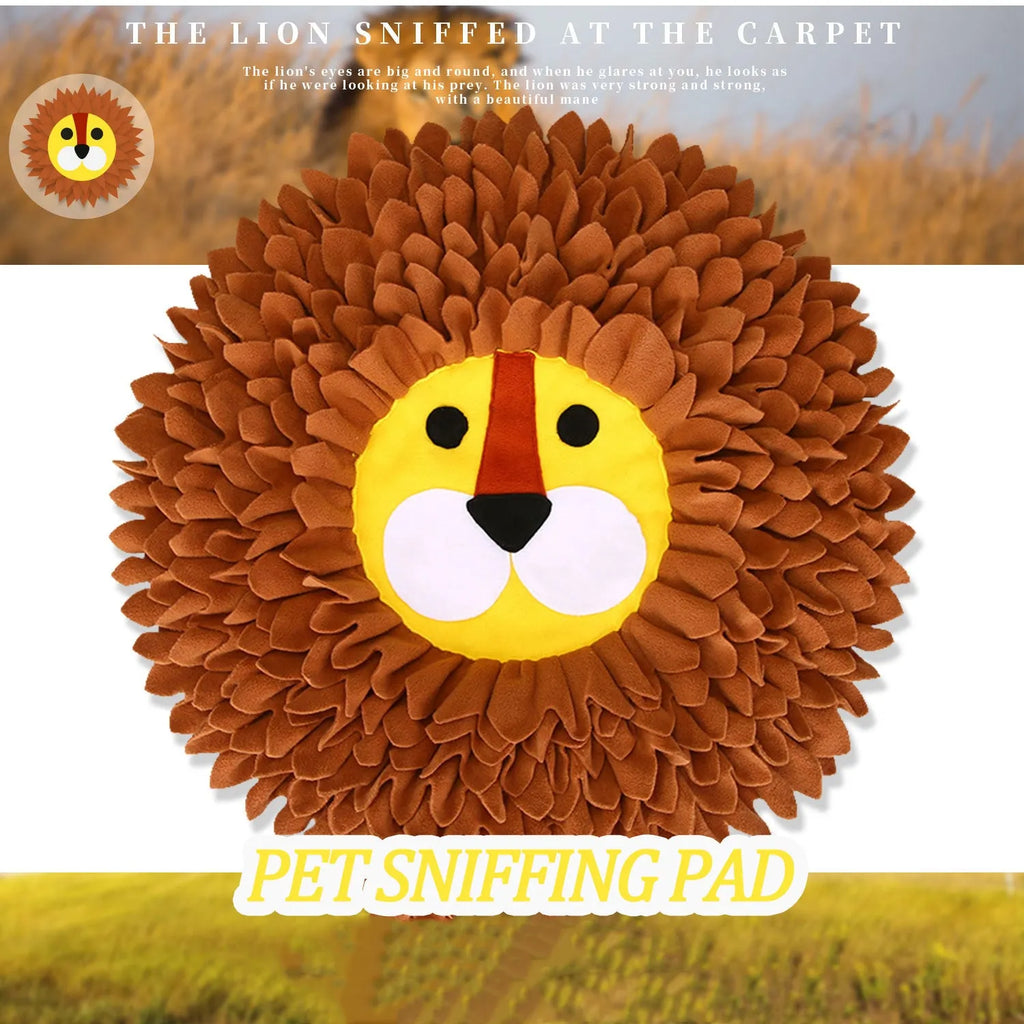 Brown lion-shaped sniffing pad blanket for dogs and cats as a decompression and hiding food toy