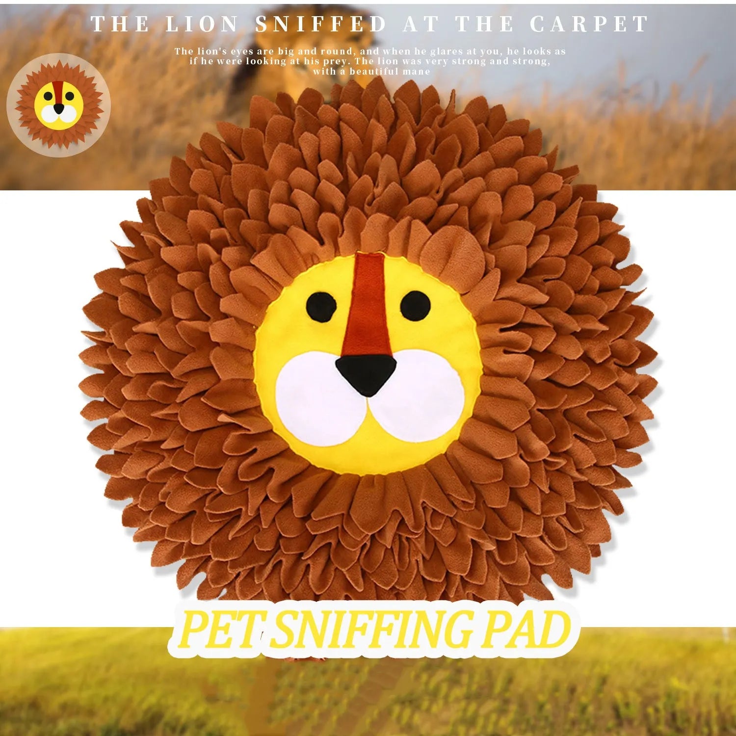 Brown lion-shaped sniffing pad blanket for dogs and cats as a decompression and hiding food toy