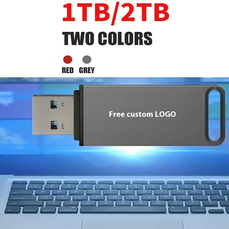 Metal USB flash drive in black, red or silver with capacity options from 1TB to 16TB
