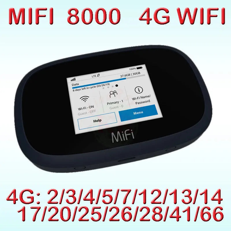 Black portable 4G wireless router with compact design for mobile internet access.