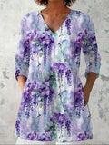 Women's retro style slim fit printed long sleeved top in a selection of colours