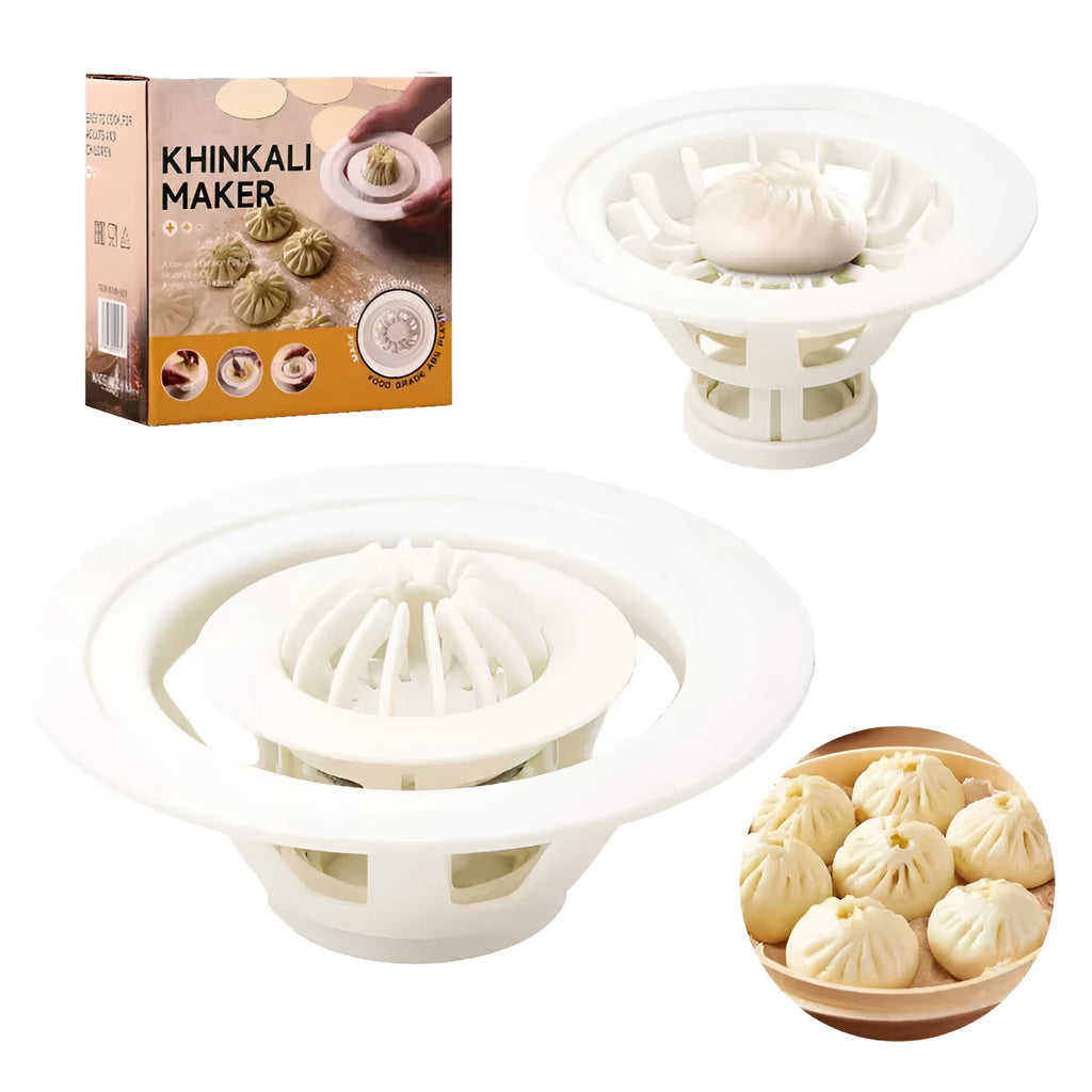 Four black plastic steamed bun moulds for shaping baozi, dumplings, and shumai