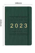 Student calendar notebook with imitation leather cover showing creative design and open calendar pages