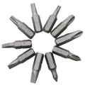 L-shaped double-headed socket wrench with 10 screwdriver bits on work surface