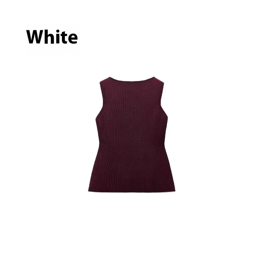 Gold button sweater vest in viscose fabric with slim fit design