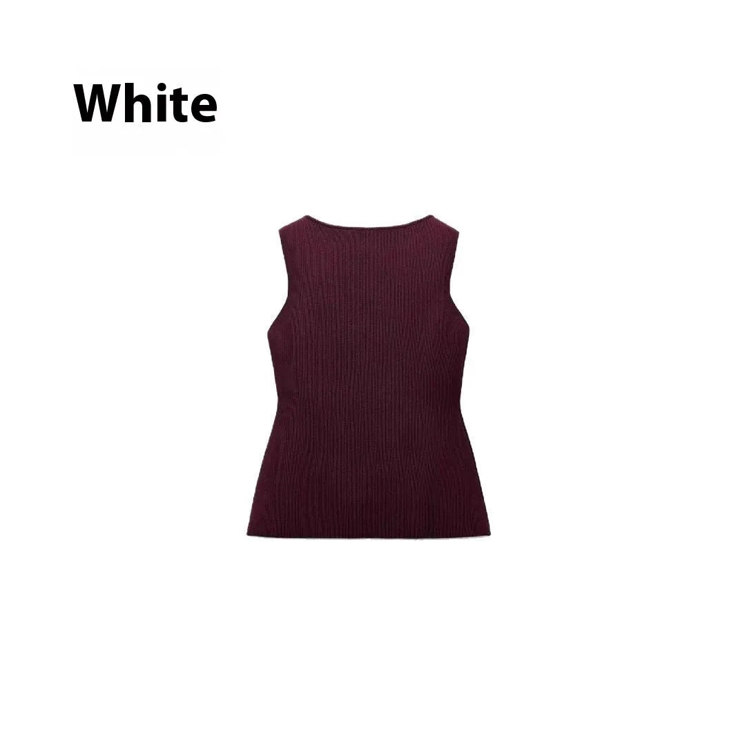 Gold button sweater vest in viscose fabric with slim fit design