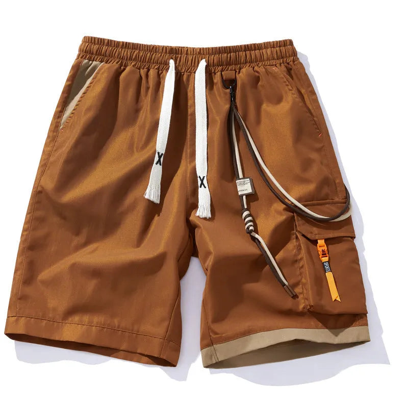 Men's bamboo fibre plus size sports shorts in coffee colour showing high waist and cropped straight-leg design