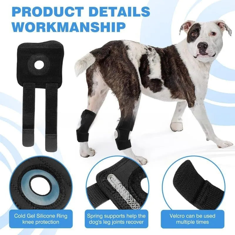 Black polyester dog leg guard for joint support and ACL recovery in three sizes