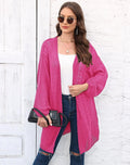Women's loose casual acrylic sweater coat in army green, black, brown, light grey or rose red