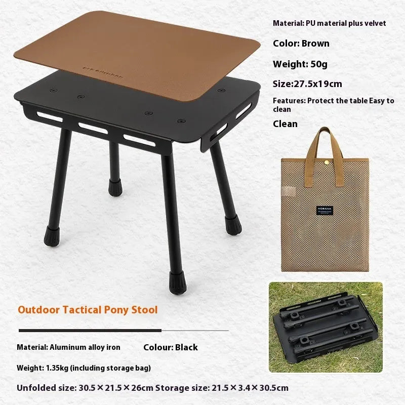 CLS aluminium folding camping stool shown in army green, converted into a small table.