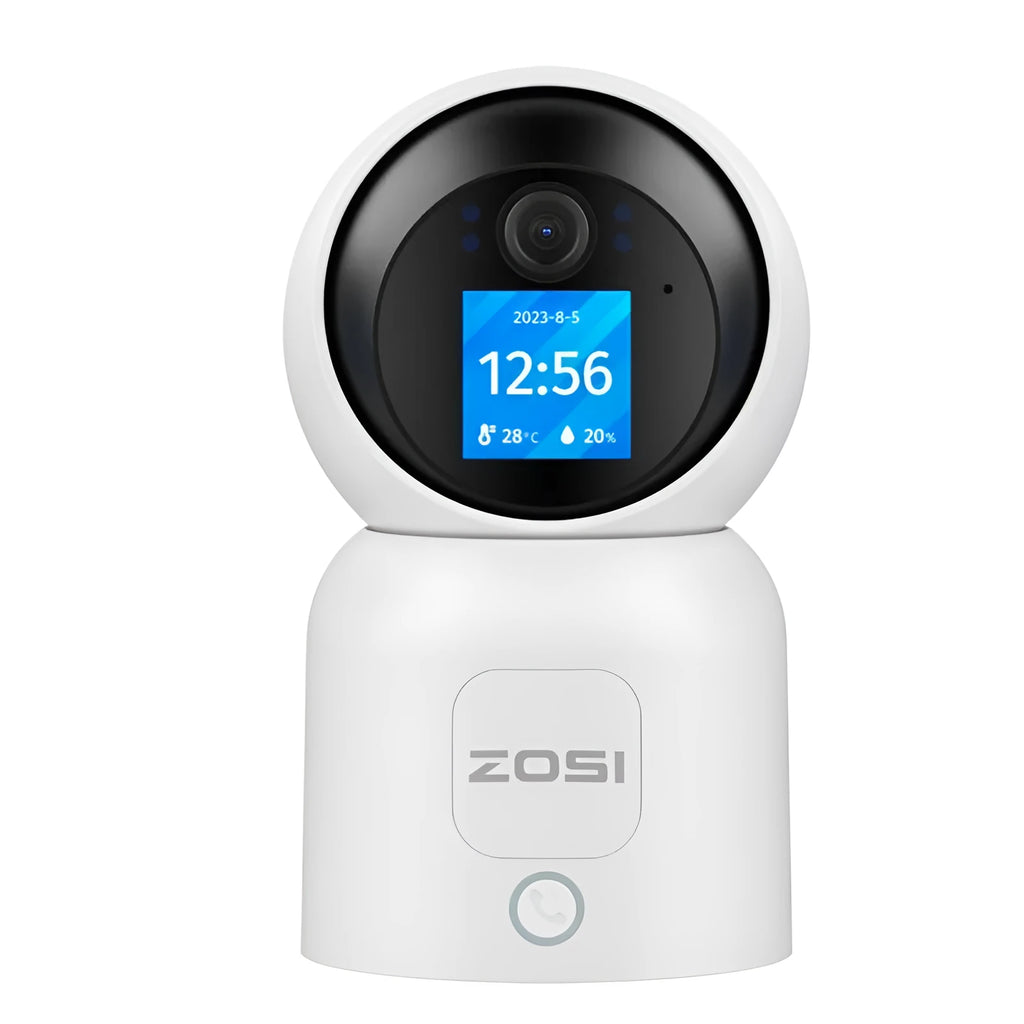 Zhou Shi wireless indoor security camera with built-in screen on a screw-fixed wall bracket