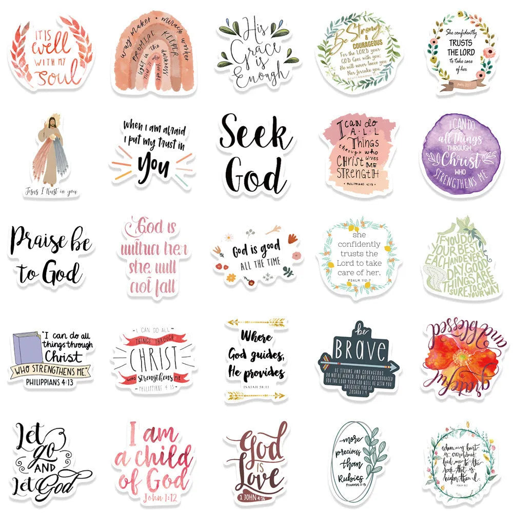 Set of 50 random graffiti sticker designs for personalising laptops and water bottles