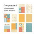 Retro dessert-themed note paper set with 50 small sheets in ten pastel colours including blueberry and caramel.