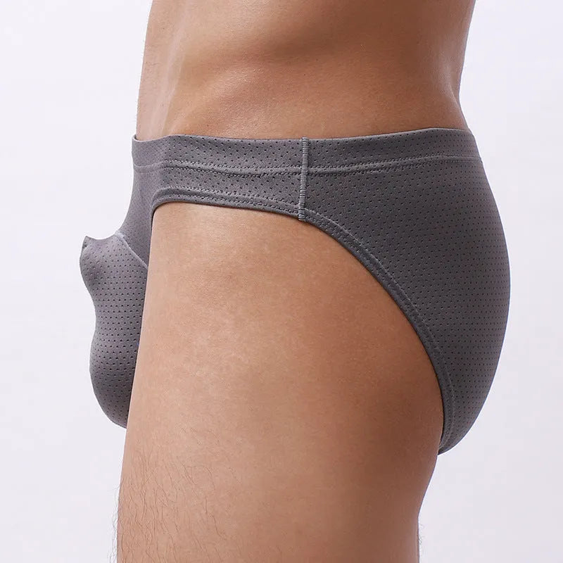 Men's transparent nylon underwear in loose fit design showing colour options